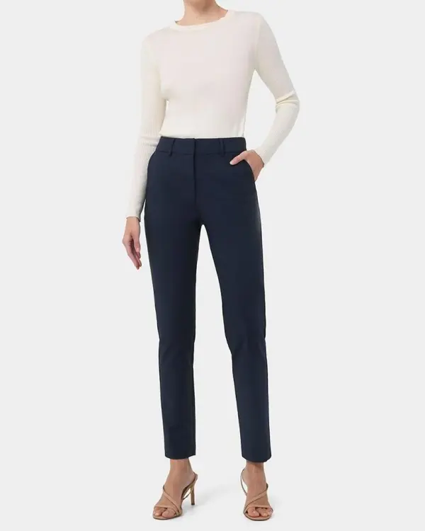 High Waisted Tall Trousers -Navy