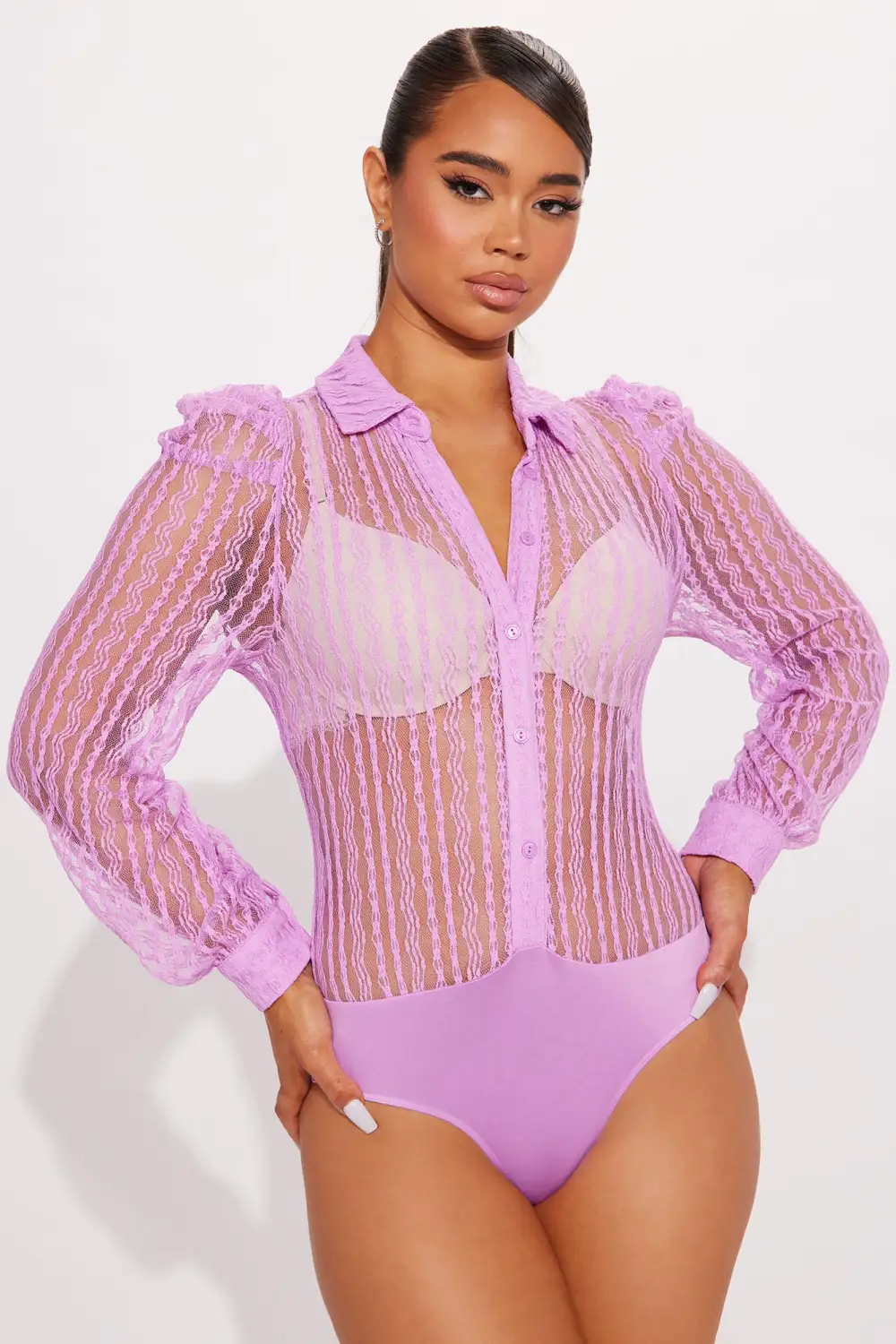 Penelope Sheer Bodysuit - Lavender