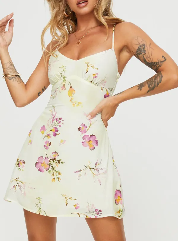 Floral Print Spaghetti Strap Mini Dress