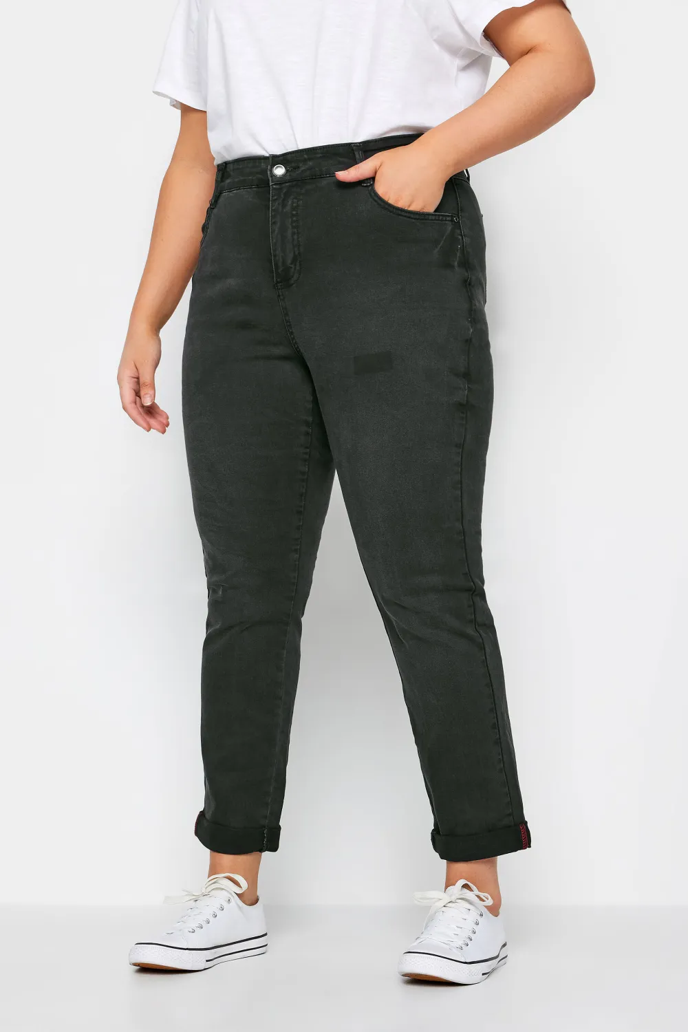 Evans Black Washed Girlfriend Jeans