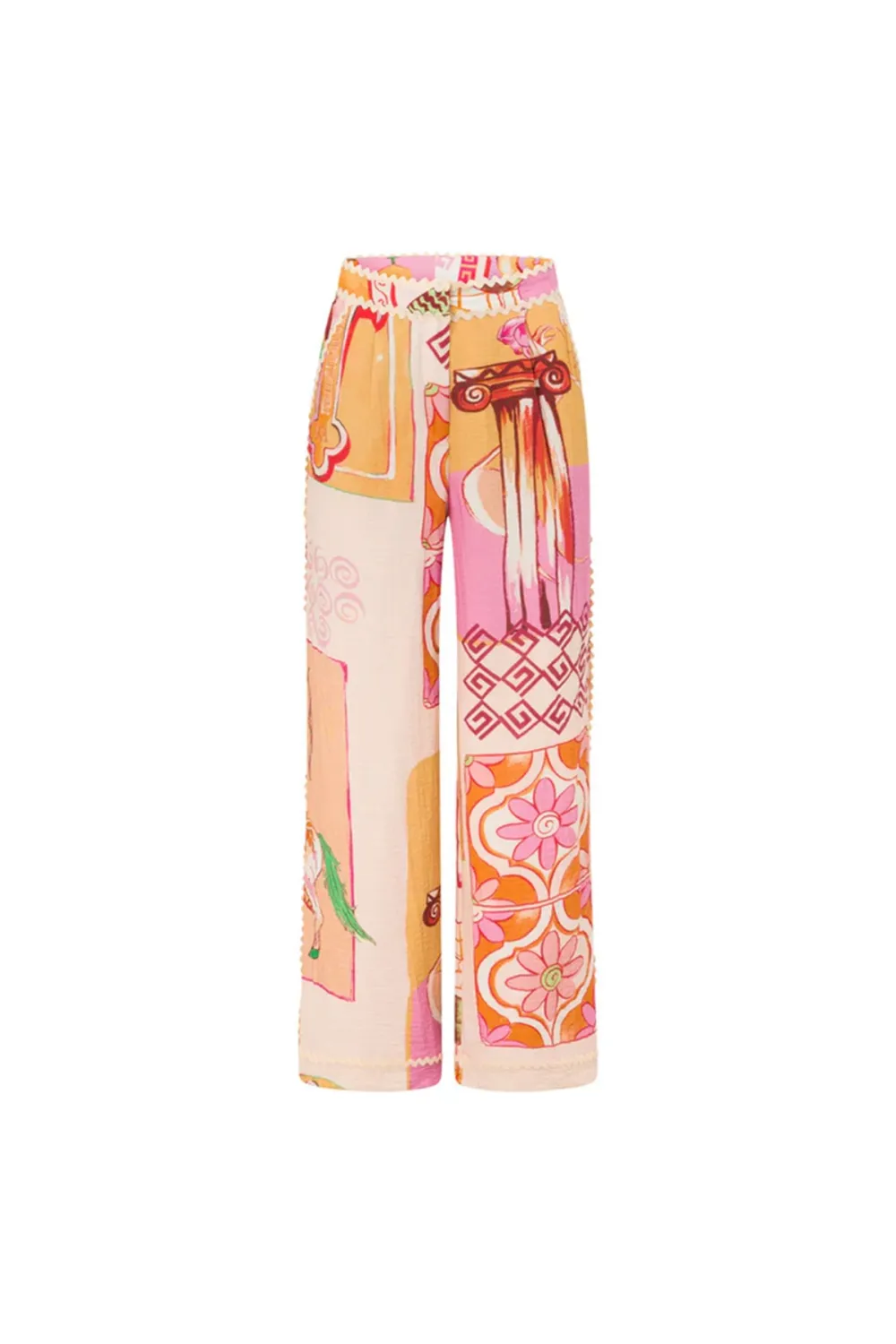 Patchwork Print Wide Leg Palazzo Pants