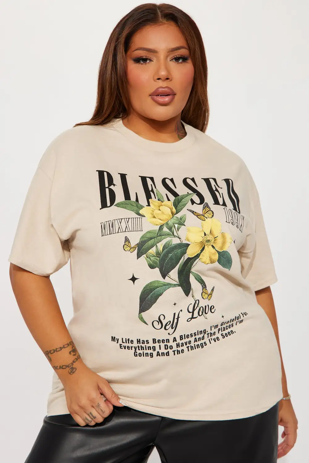 Blooming Blessings Graphic Tee - Taupe