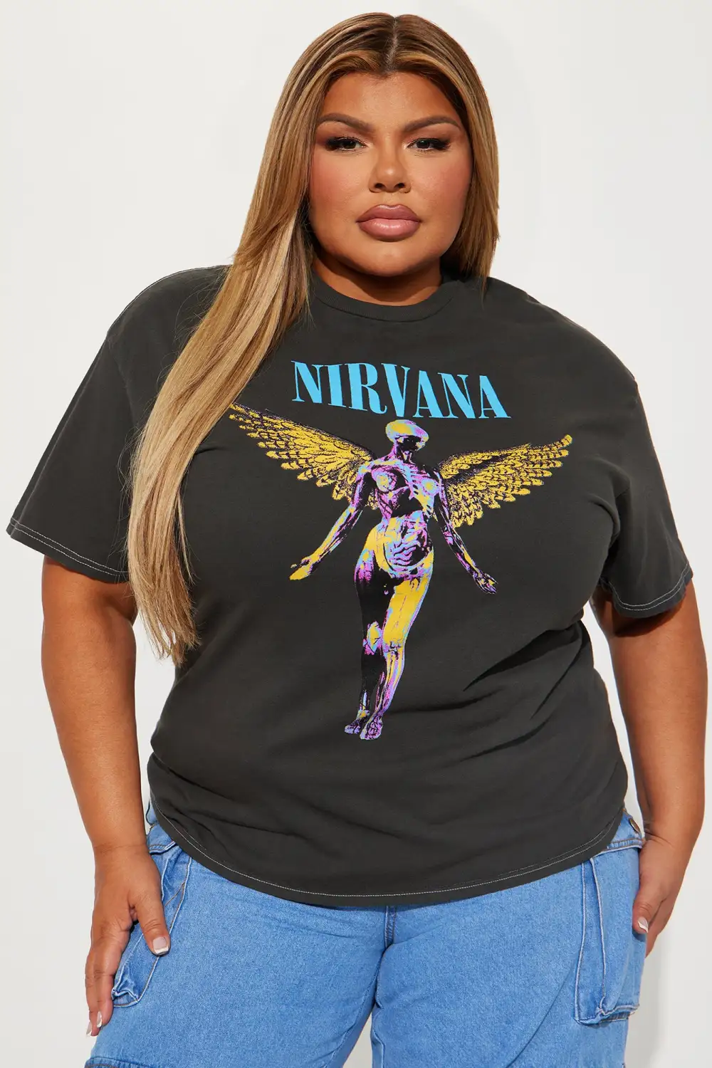 Nirvana in Utero Washed Graphic Tee - Charcoal