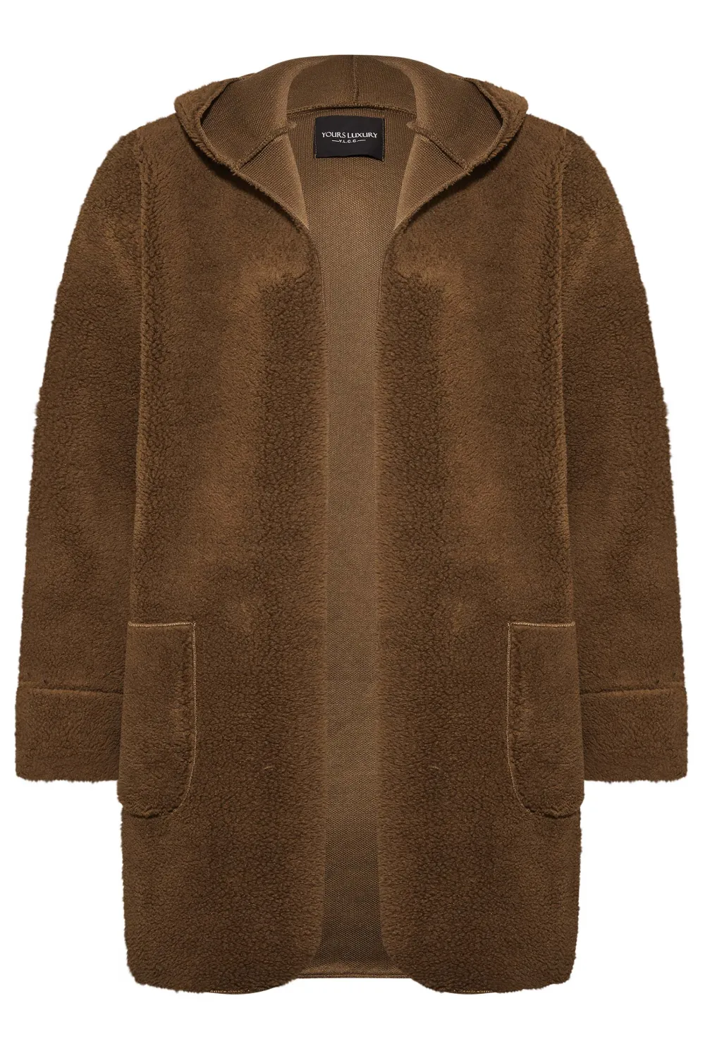 YOURS Curve Brown Teddy Hooded Jacket