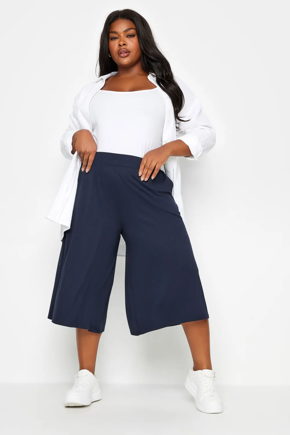 YOURS Curve Black Stretch Jersey Culottes