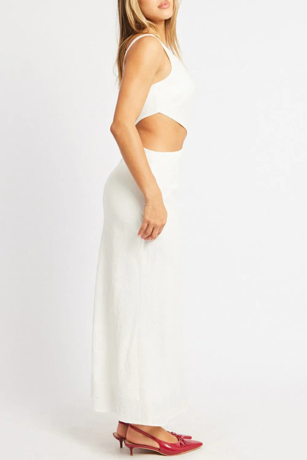 White Maxi Dress Cut Out Detail