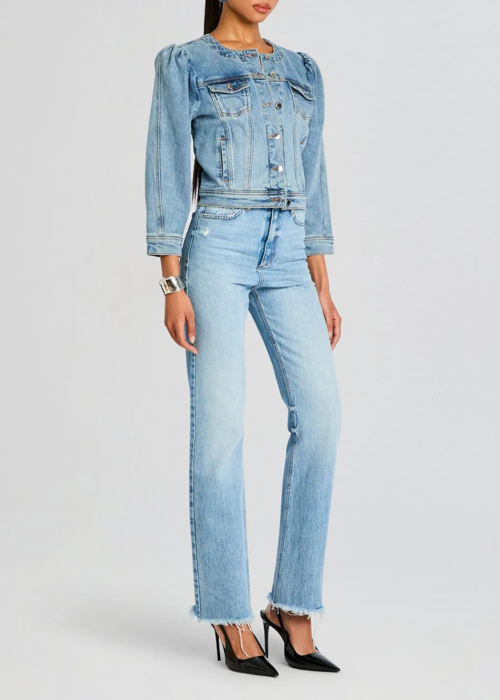 Bubble Sleeve Denim Jacket