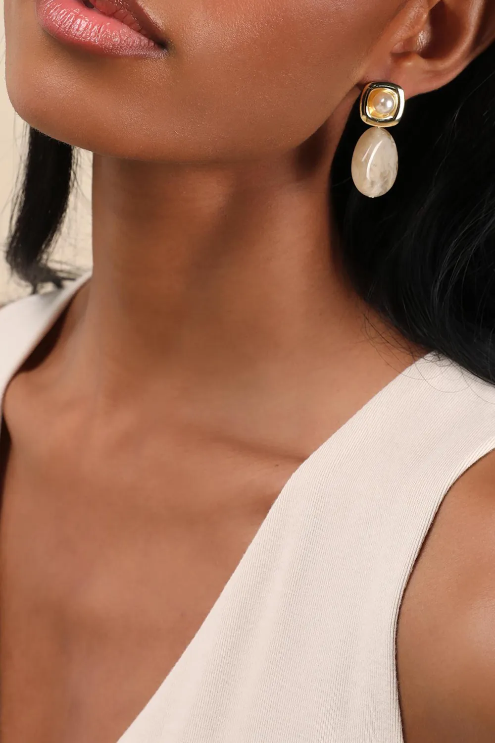 Delicate Marbled Ivory Earrings