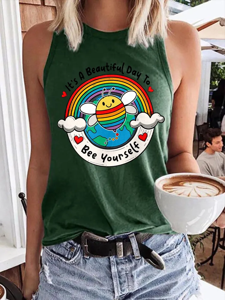 Women's It'S A Beautiful Day To Be Yourself Crew Neck Vest