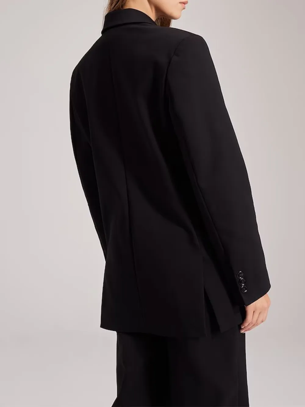 Plain Colored Lapel Collar Blazer