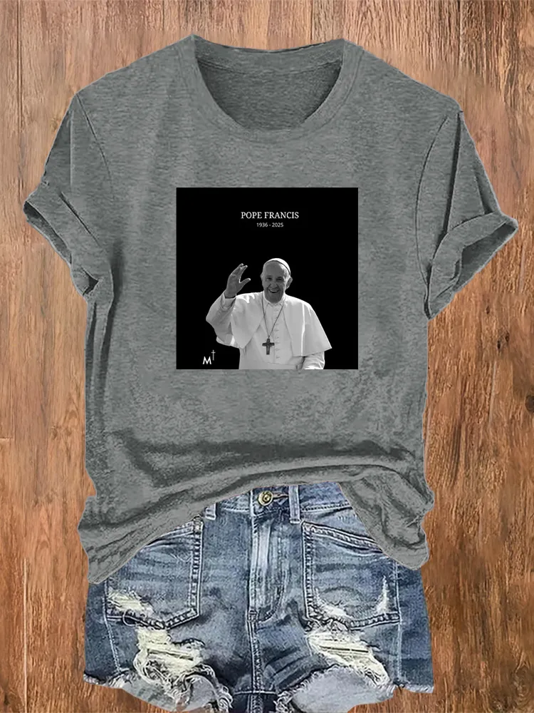 Women's Thank You In Loving Memory 1936-2025 Print Short Sleeve Round Neck Cotton T-Shirt