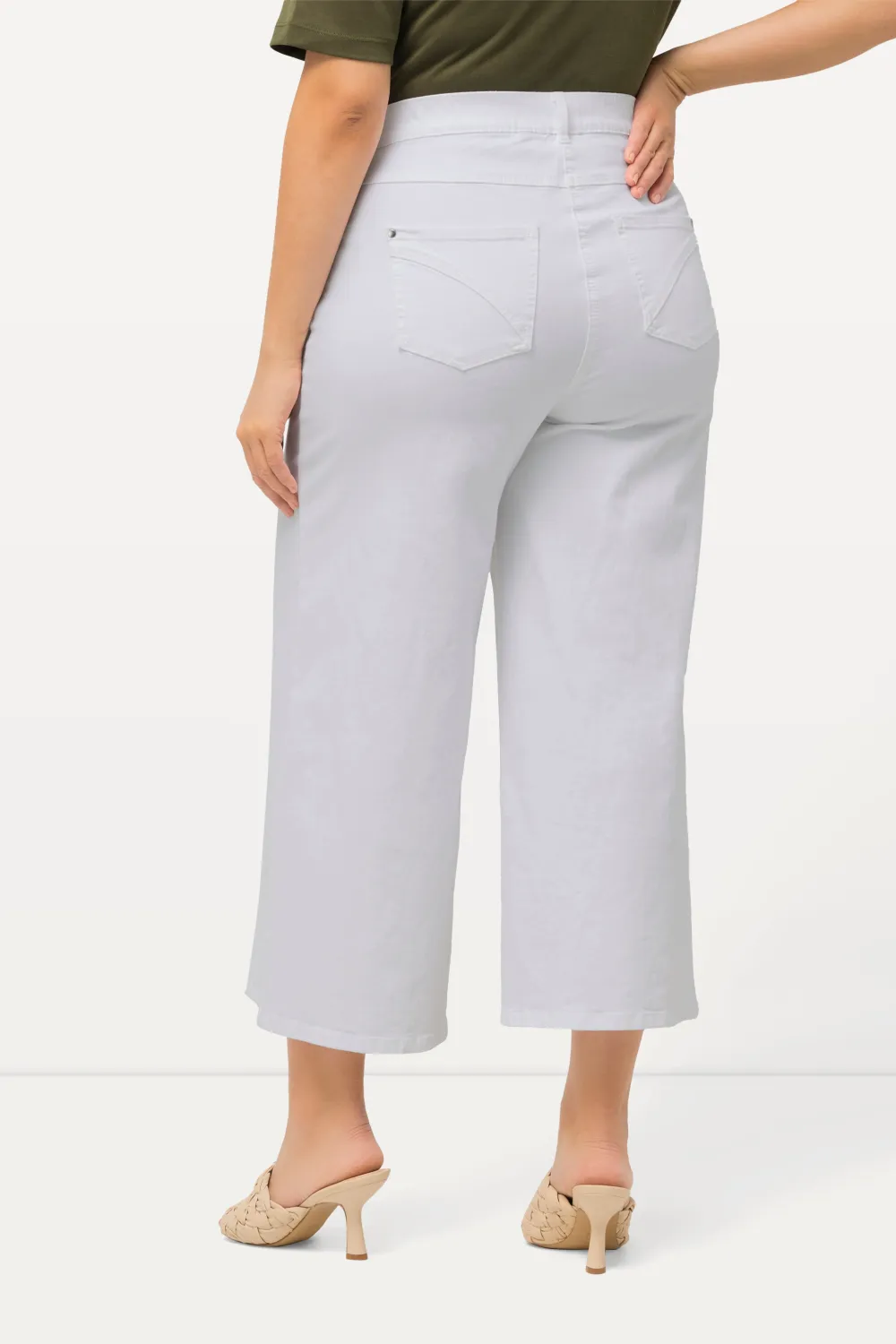 Jeans-Culotte, wadenlang, weites Bein, Marlenehose