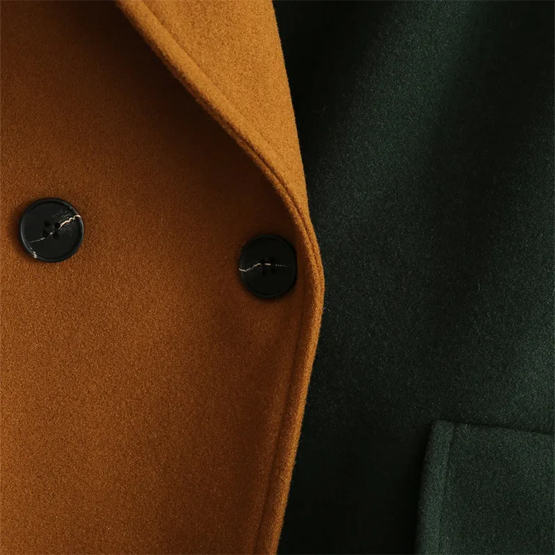 Two Tone Front Buttons Lapel Coat