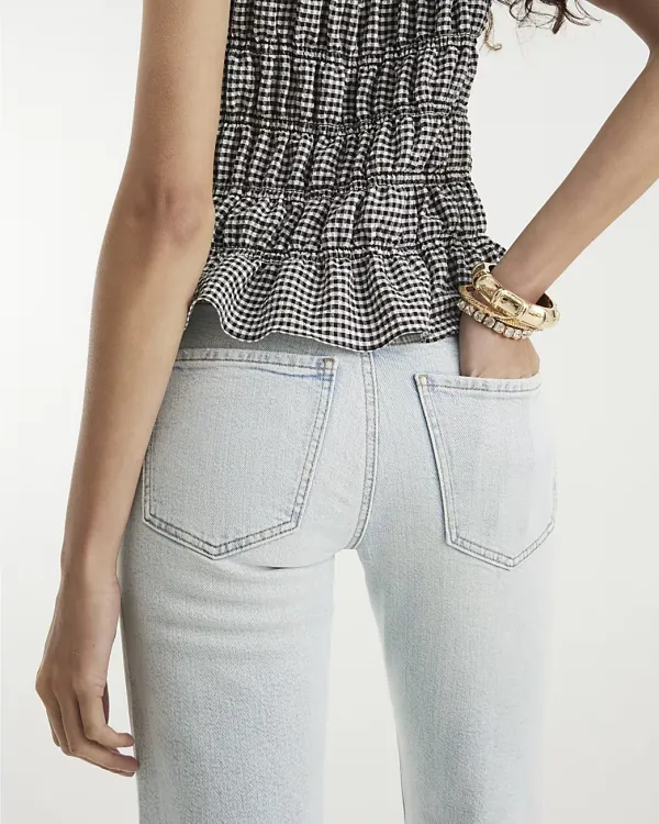 Women's Slim Straight Blue Trousers