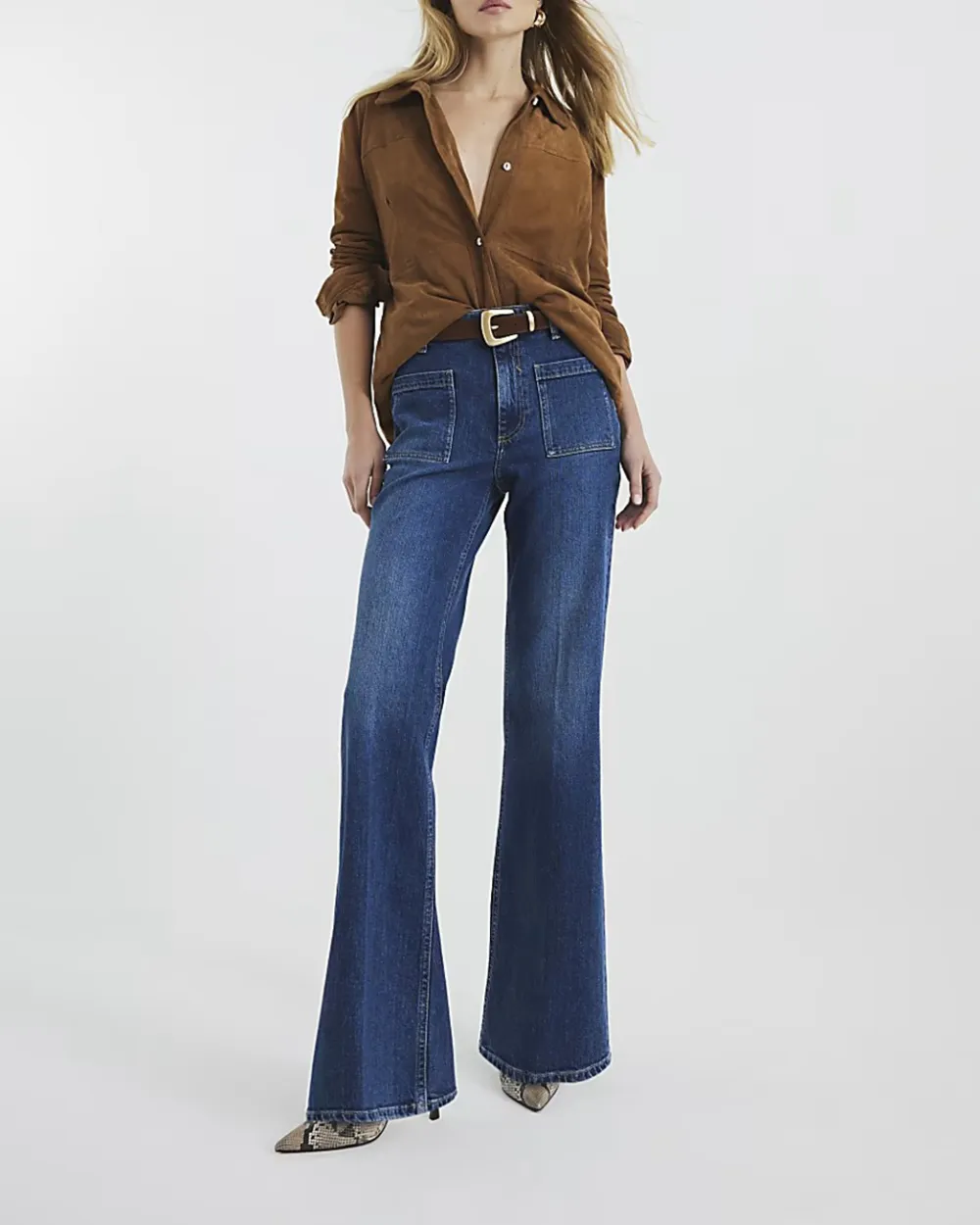 Everyday All-Match Blue High Waist Wide Leg Jeans