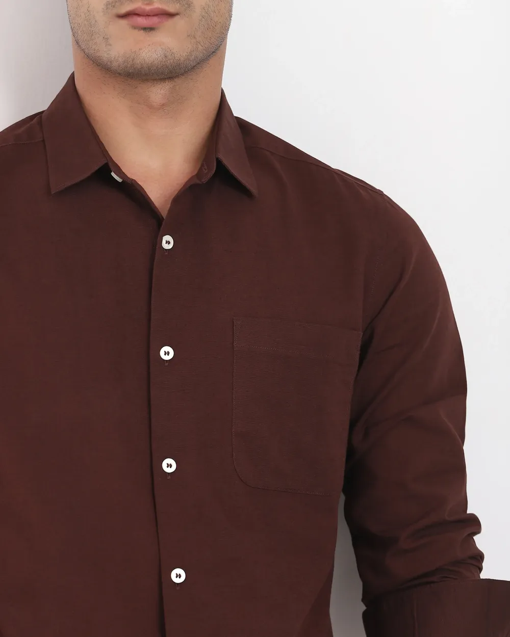 Leisure Simple Daily Slim-Fit Breathable Maroon Shirt
