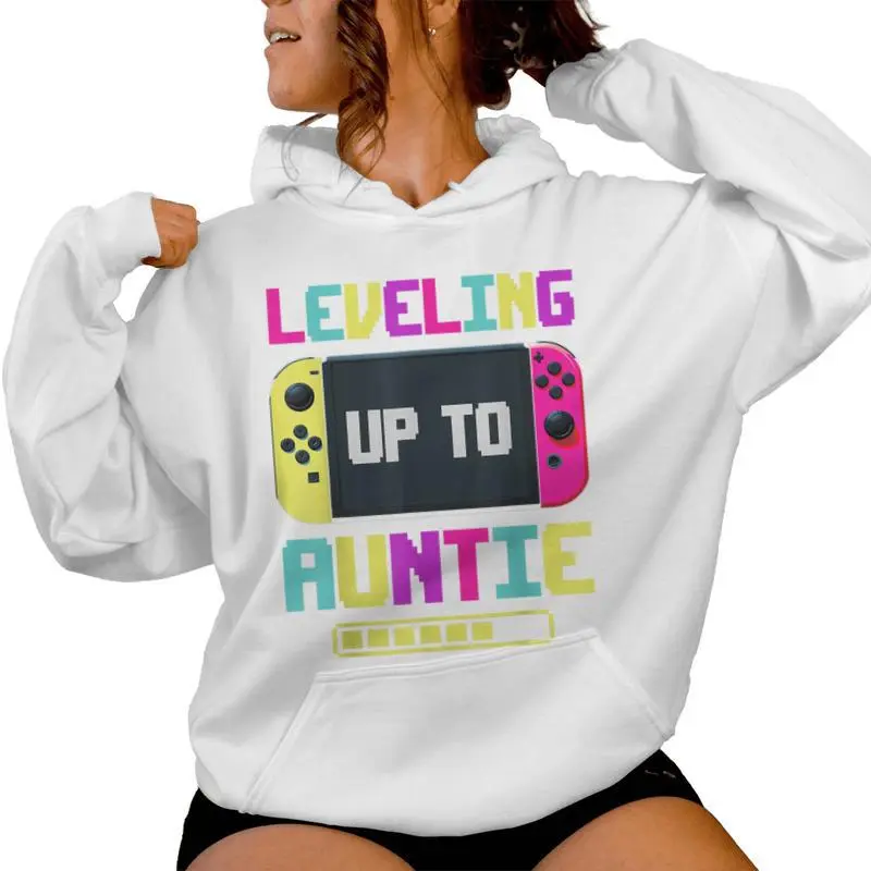Leveling Up To Auntie Promoted To Aunt Soon To Be Aunt Women Hoodie