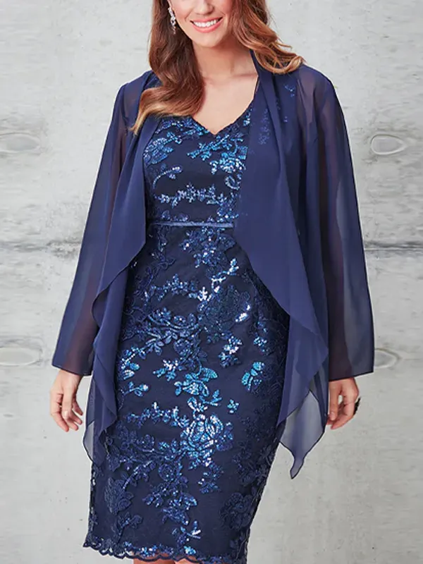 V-Neck Print Dress Top Set