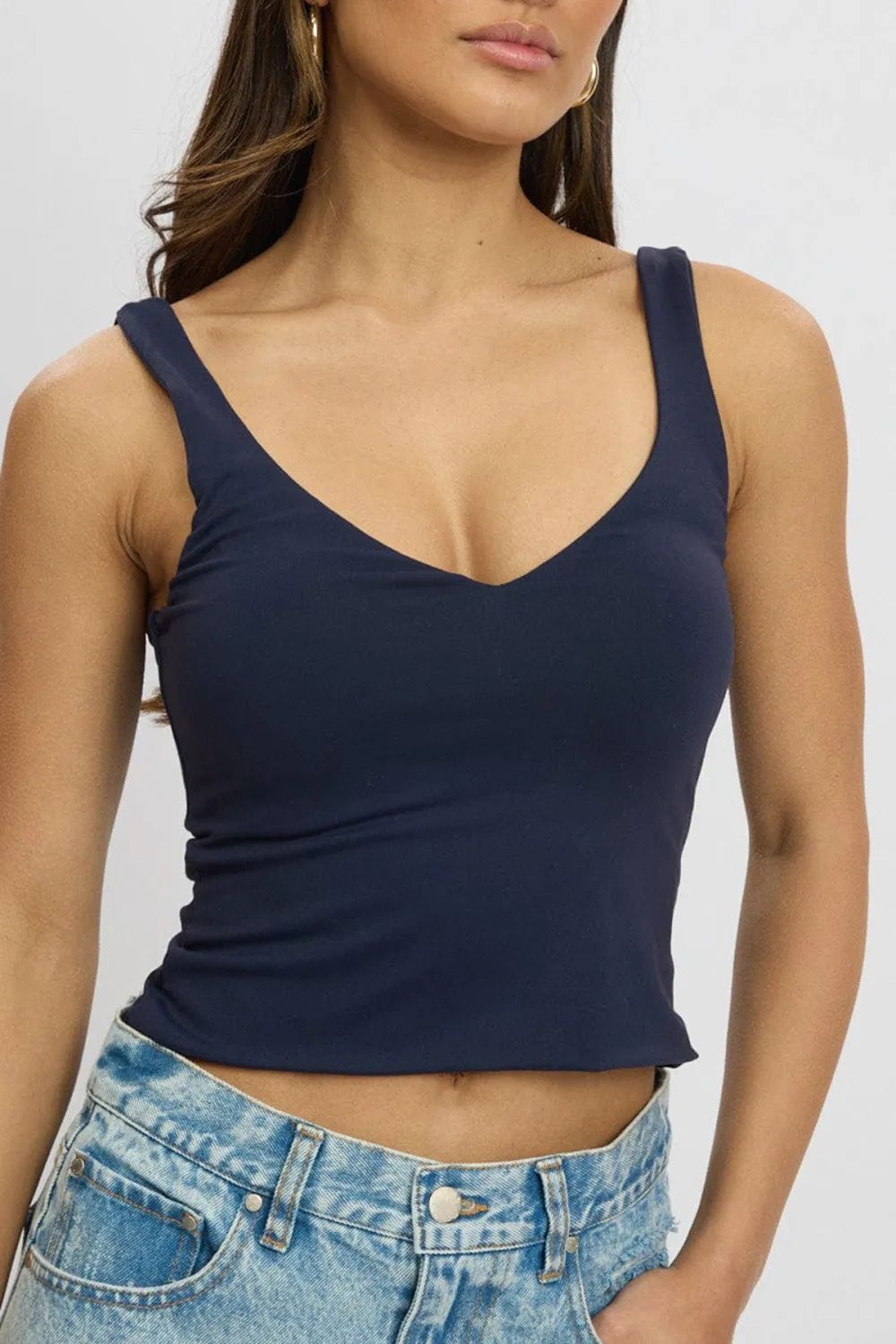 Blue Tank Top V Neck Supersoft