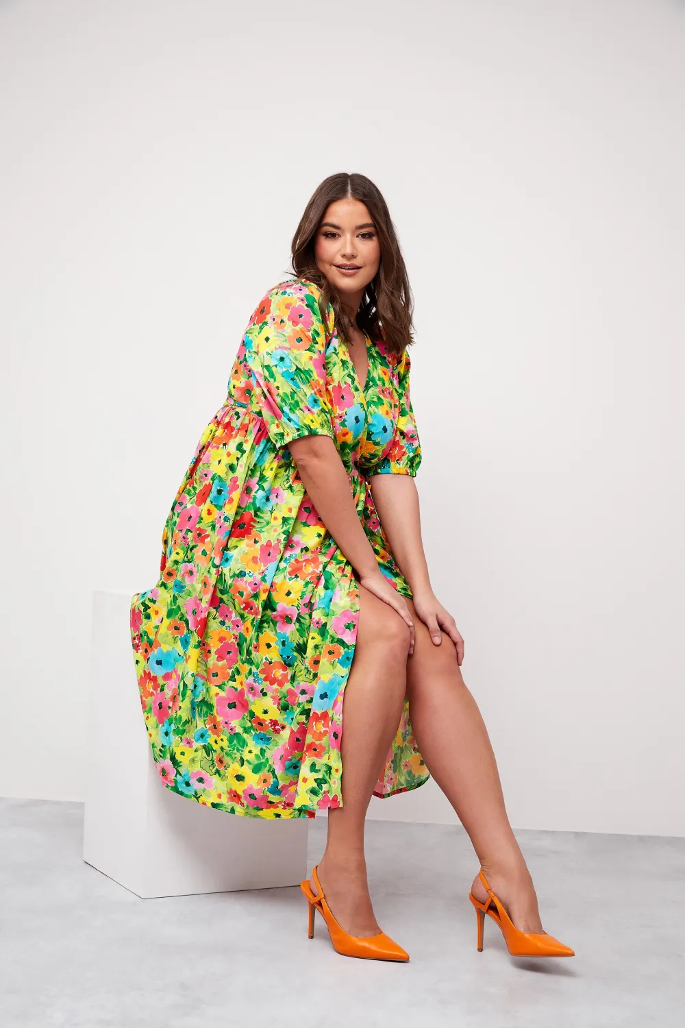 YOURS Curve Green Floral Midaxi Dress