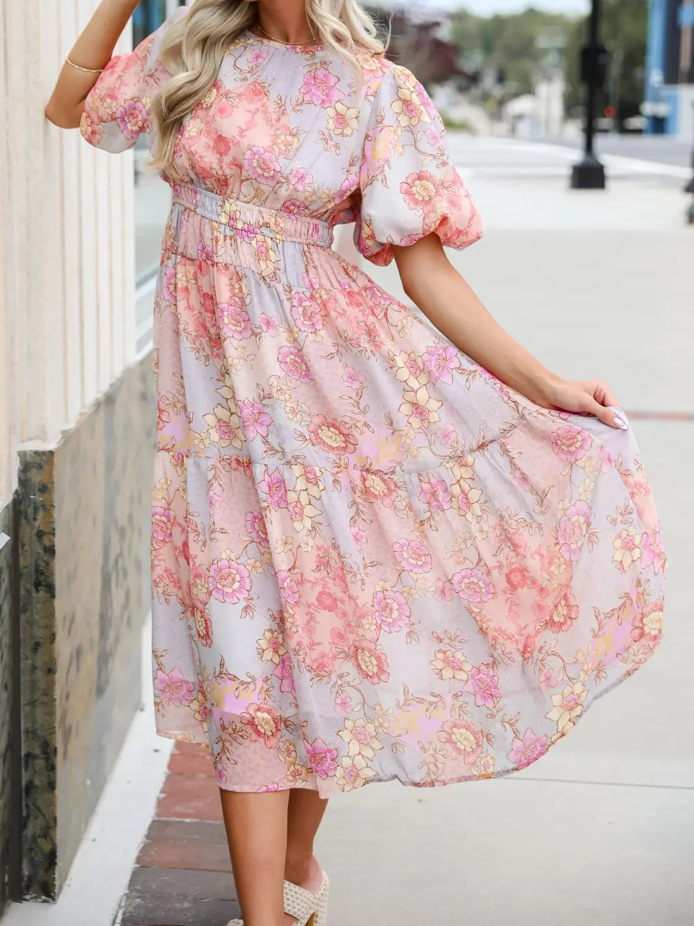 All About The Flowers Light Blue Midi Dress