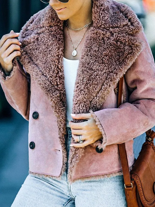 Loose Plain Fluff/Granular Fleece Fabric Teddy Jacket