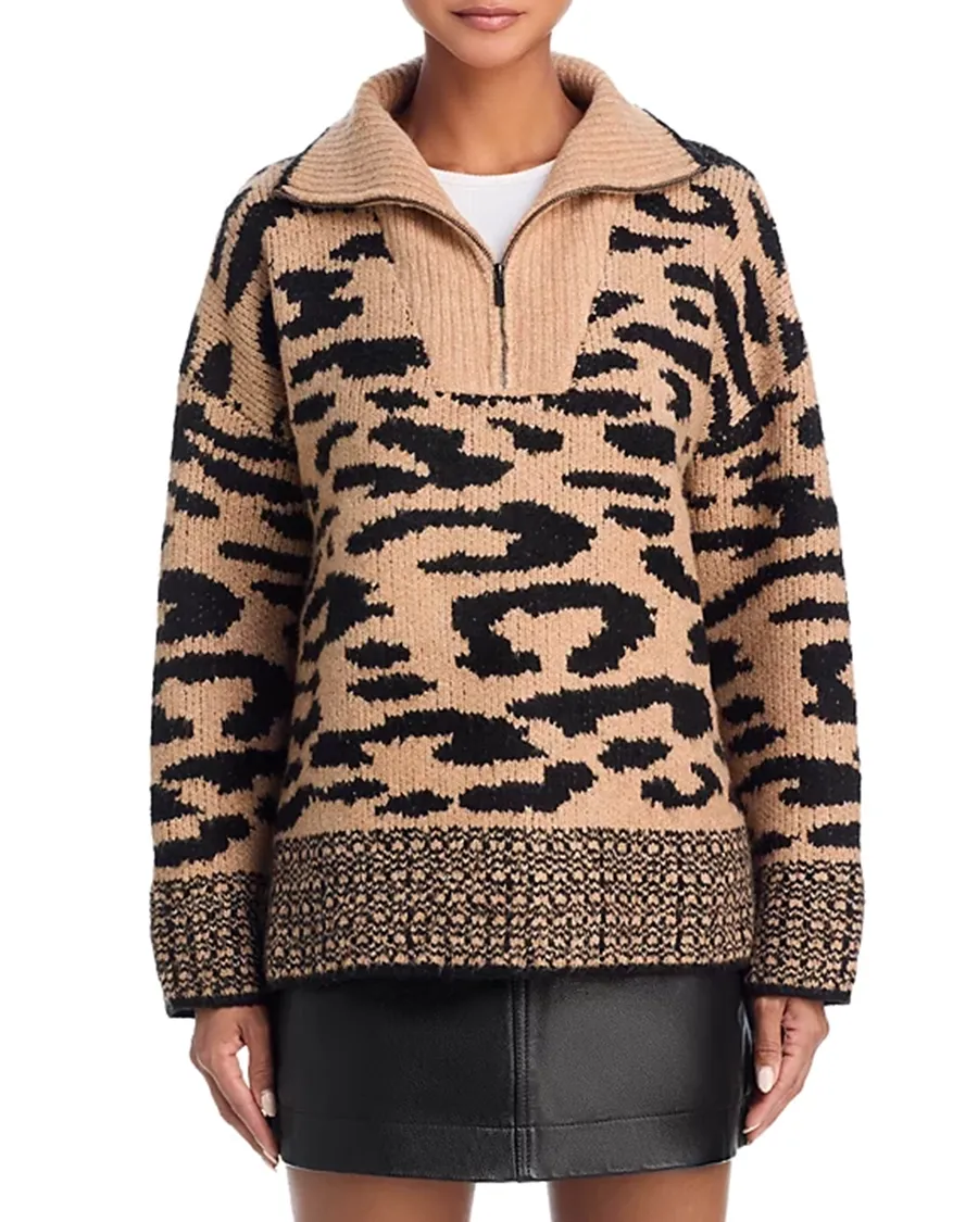 Half Zip Leopard Long sleeves Sweater