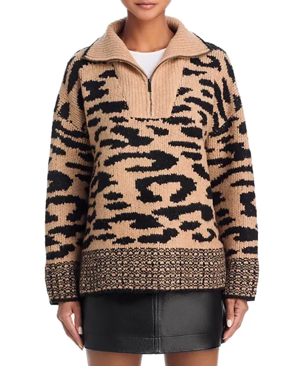 Half Zip Leopard Long sleeves Sweater
