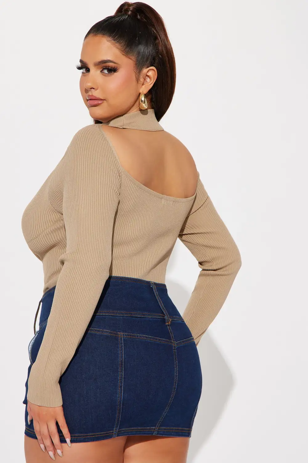 Jodeci Sweater Bodysuit - Taupe