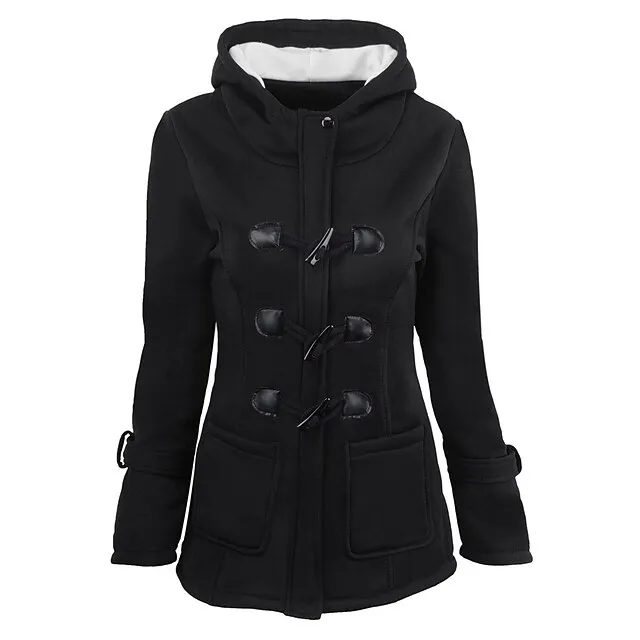 Women's Winter Coat Cropped Hooded Coat Thermal Warm Heated Jacket Fall Casual Street Jacket Long Sleeve with Pockets Black Army