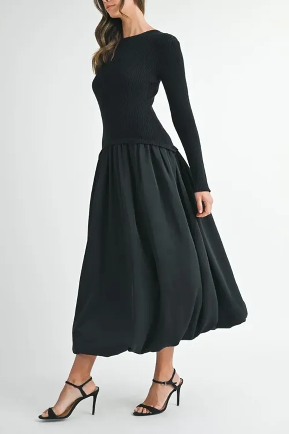 Minimalist Temperament Black Sweater Dress