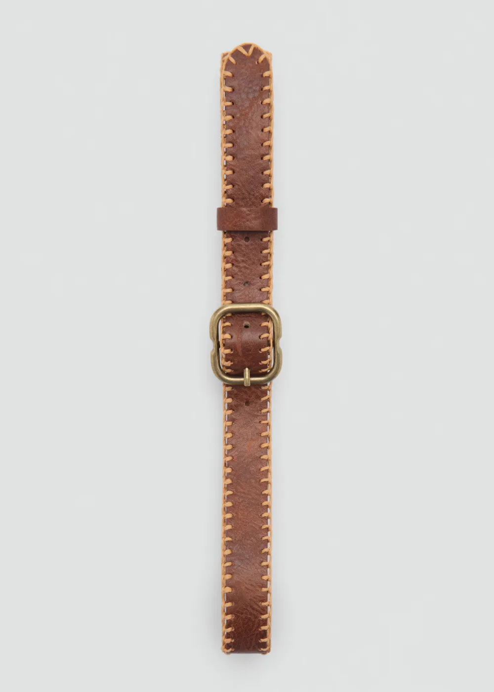 Casual Style Brown Belts With Decorative Stitching