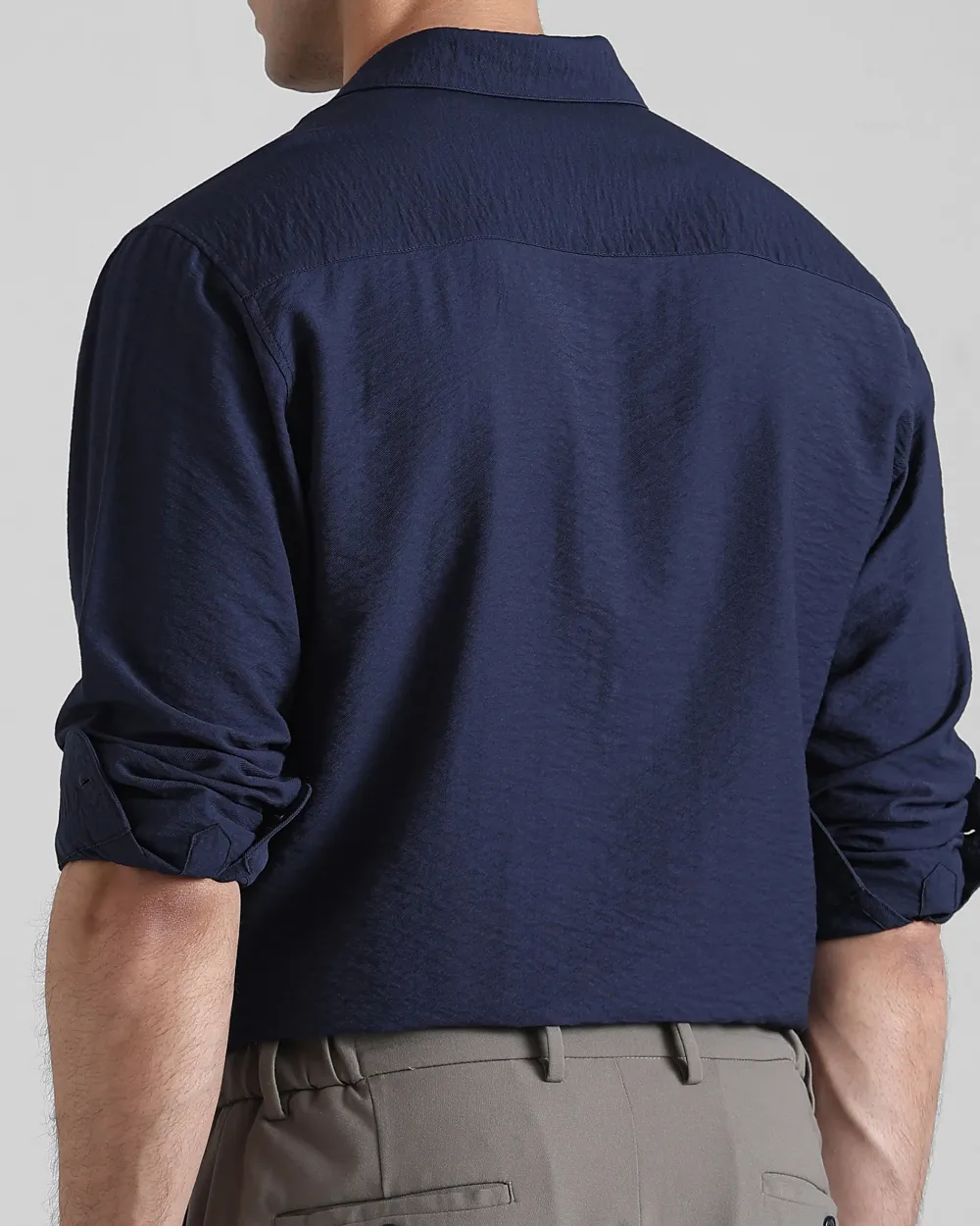 Leisure Simple Comfortable Slim-Fit Breathable Navy Shirt