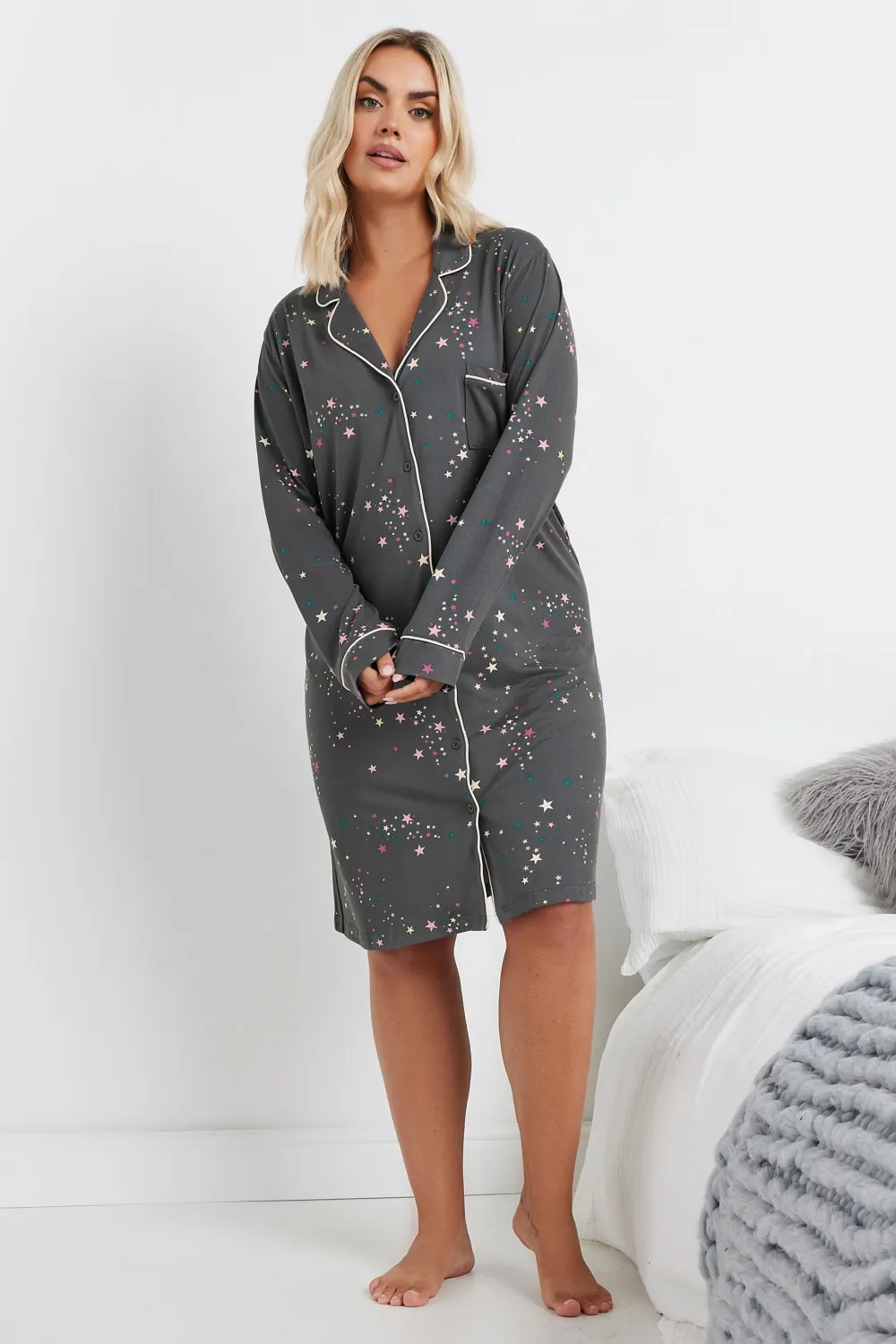 YOURS Curve Red Check Print Soft Touch Nightshirt