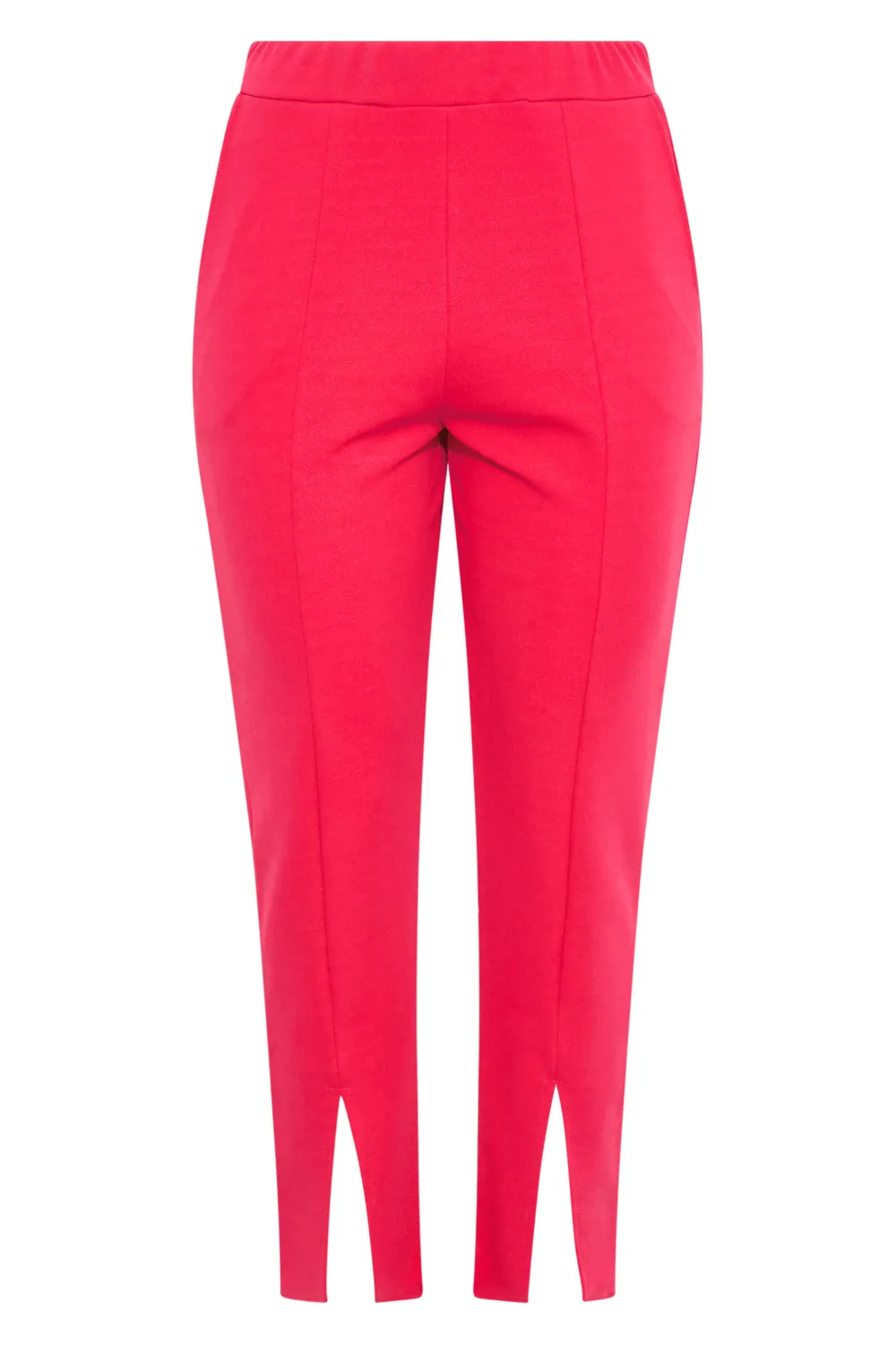 YOURS Curve Hot Pink Split Hem Stretch Tapered Trousers