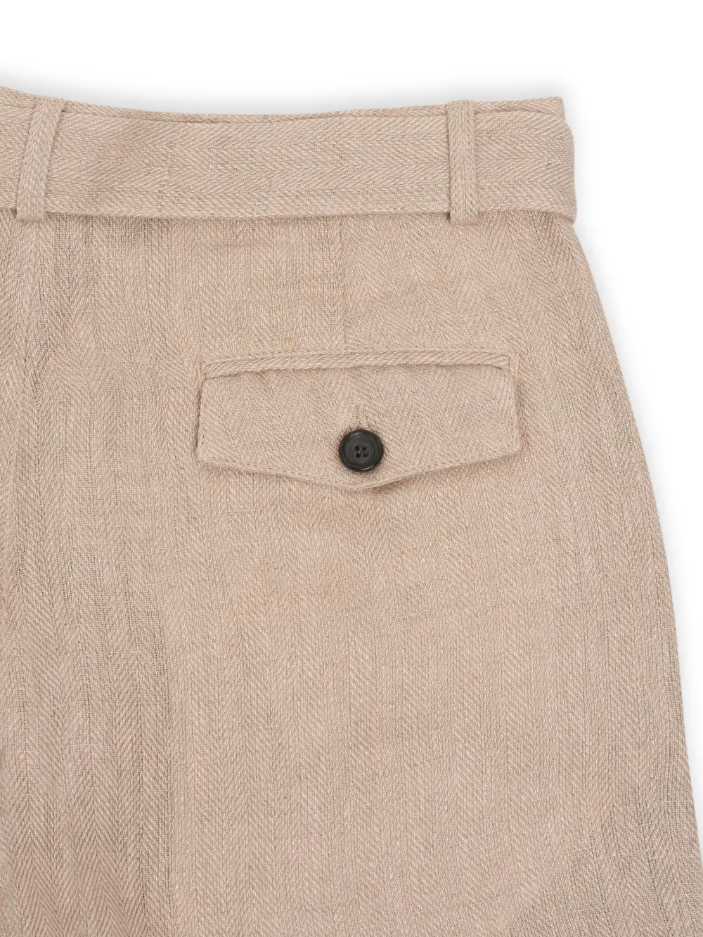 Pink Straight-Leg Belted Linen Trousers