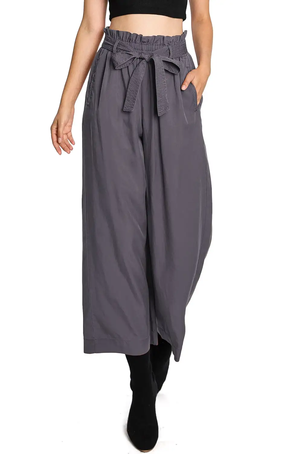 Light Blue High - Rise Drawstring Culottes