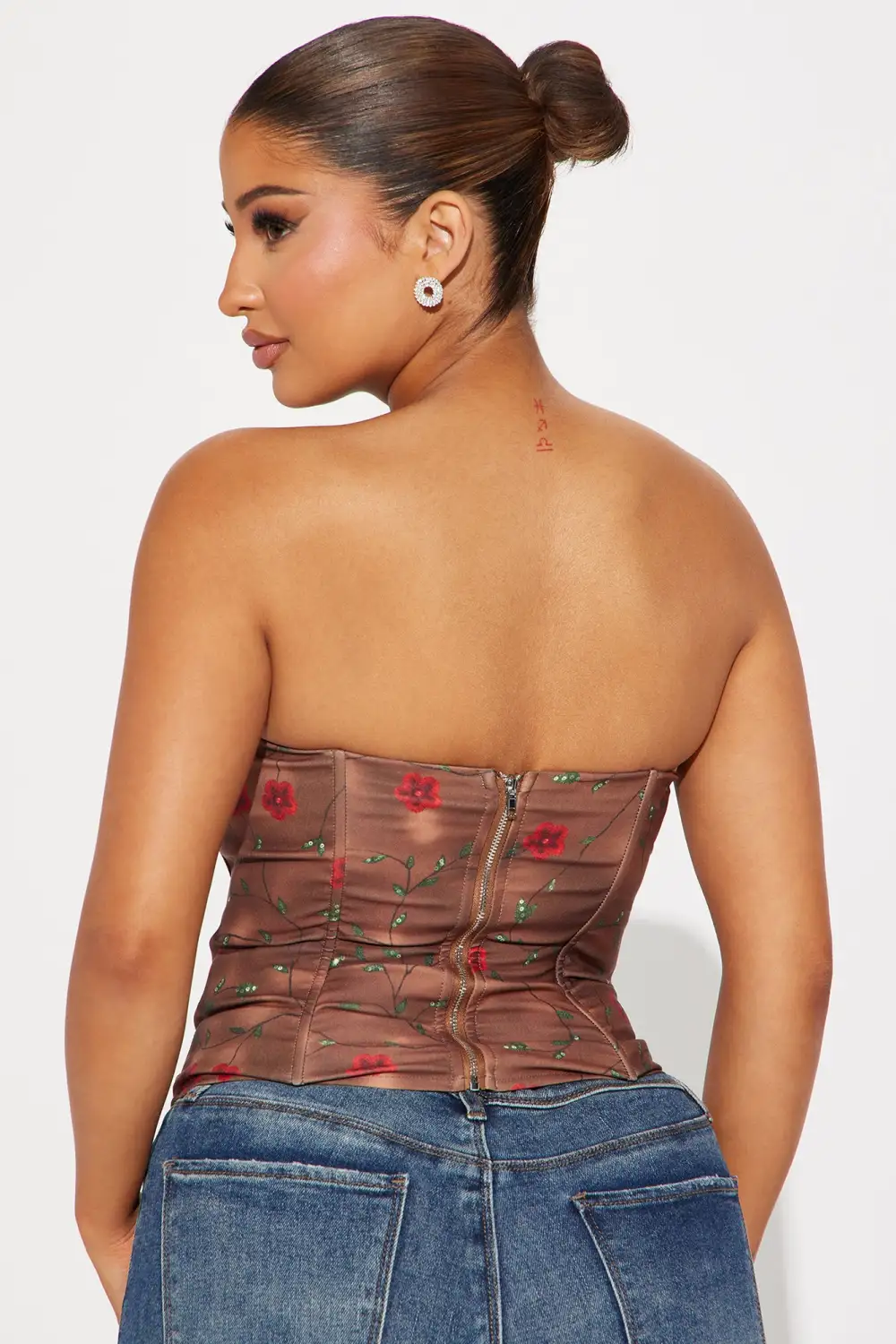 Rose Garden Corset Top - Brown Combo