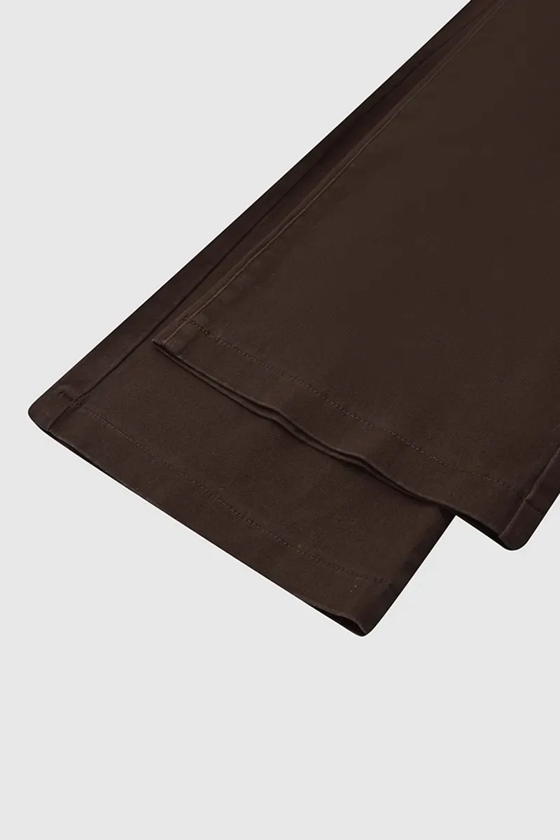 Solid Flap Pocket Button Detail Mid Rise Flare Pants