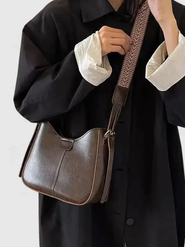Pebbled Pocket Front Shoulder Bag