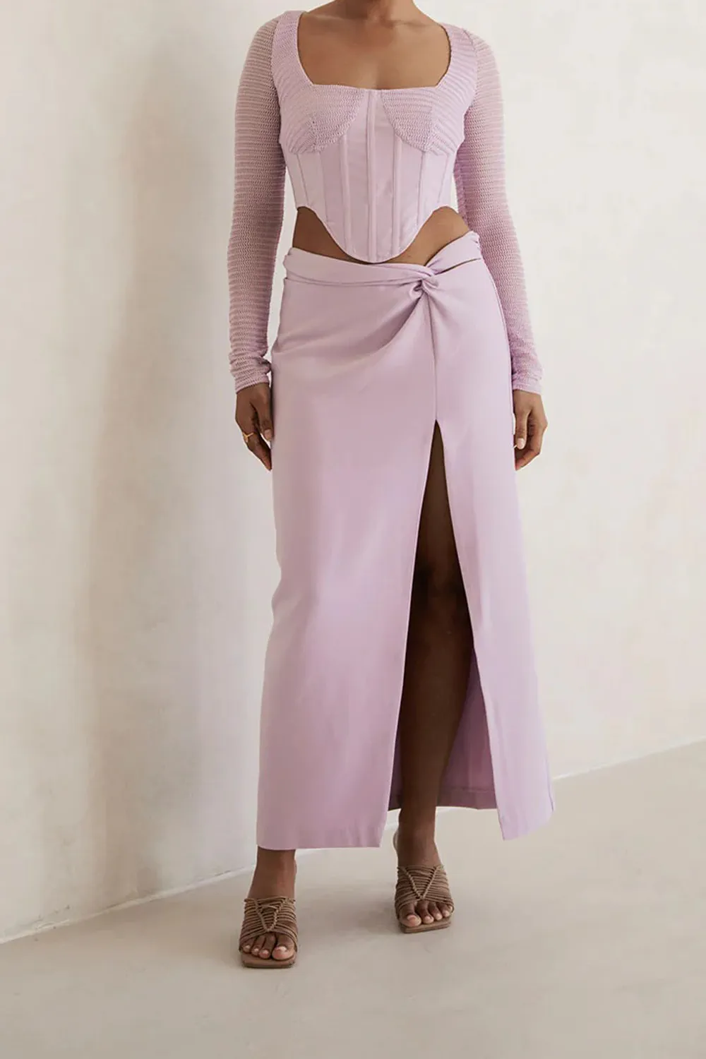 Square Neck Cropped Knit Top