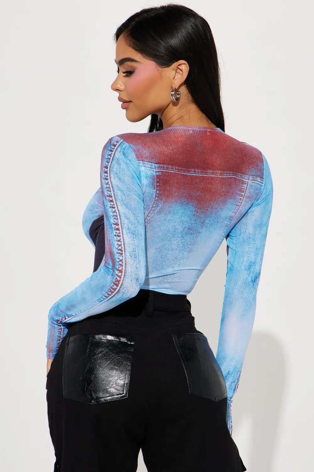 Too Hot To Handle Mesh Bodysuit - Blue/combo