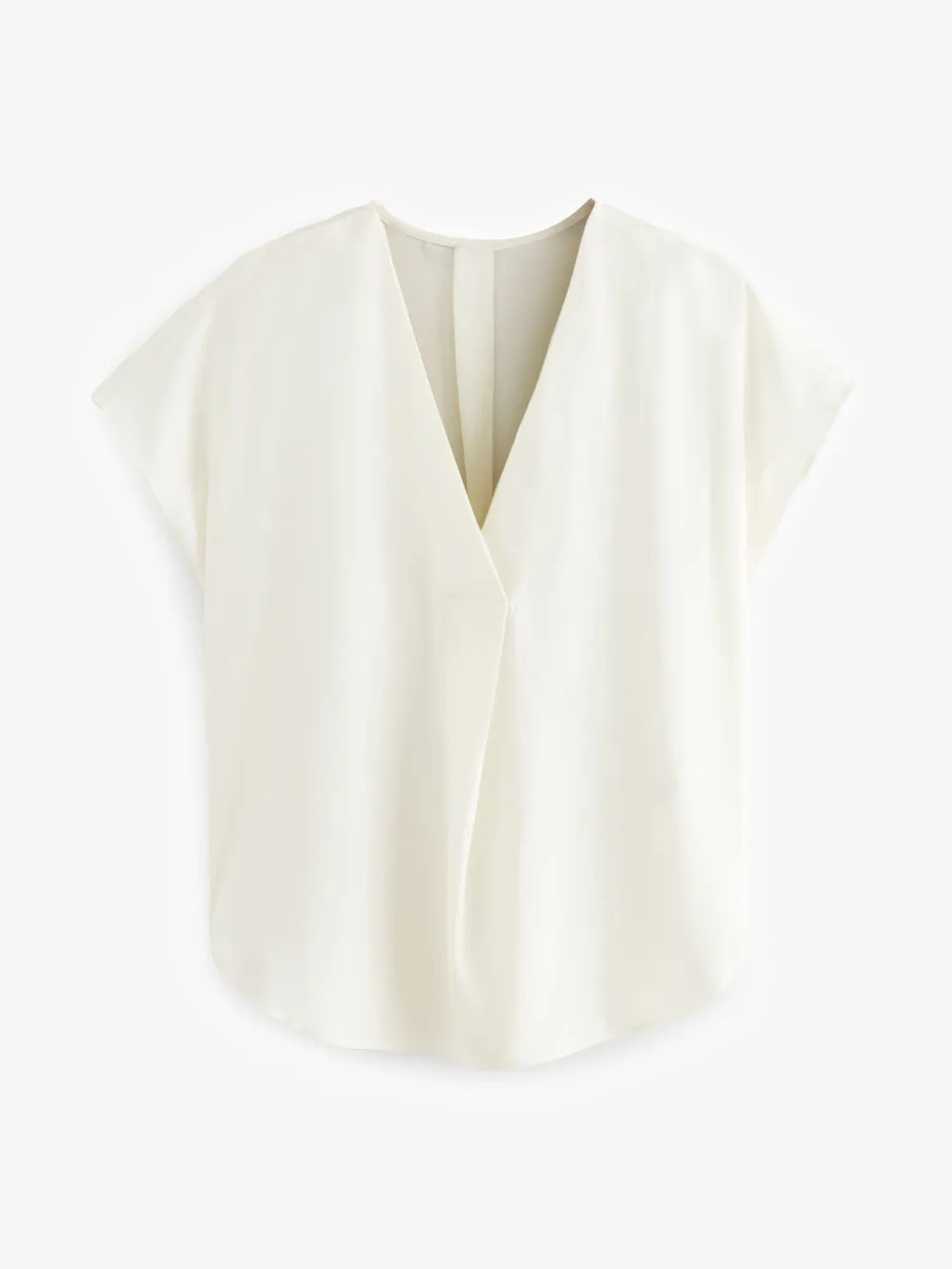 Loose Fit Short Sleeve High Collar V-Neck Shirt