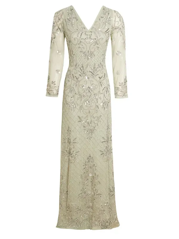 Floral Mint Green Plain Dress Long Dress