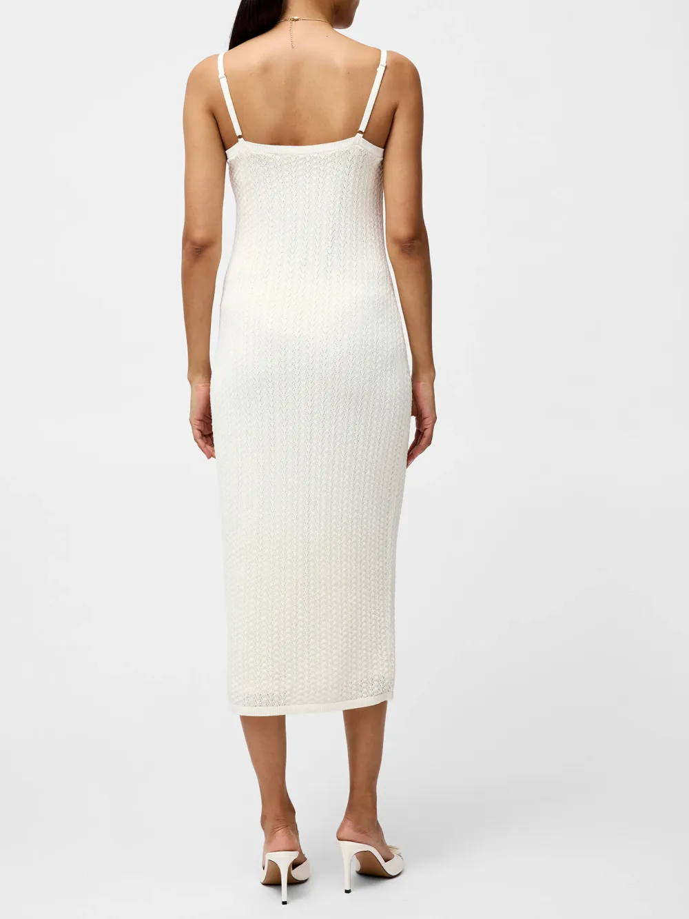 Simple Solid White Square Neck Dress