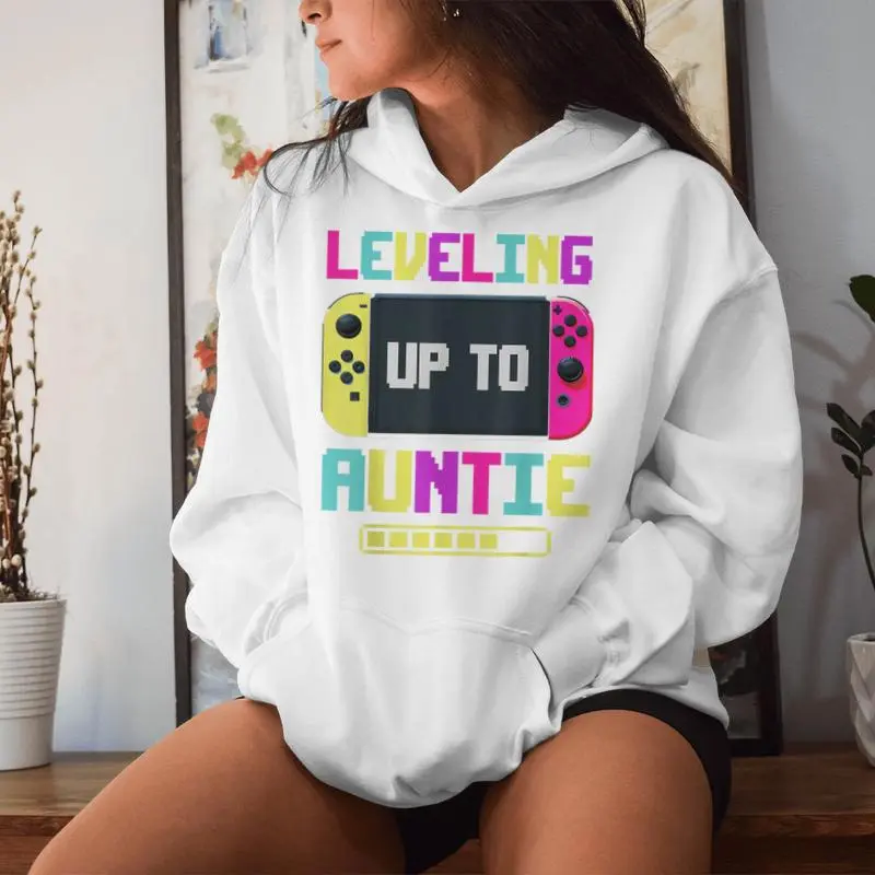 Leveling Up To Auntie Promoted To Aunt Soon To Be Aunt Women Hoodie