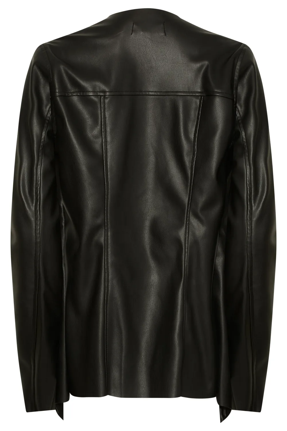 LTS Tall Black Faux Leather Waterfall Jacket