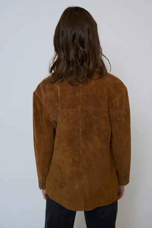 Brown Faux Suede Relaxed Blazer