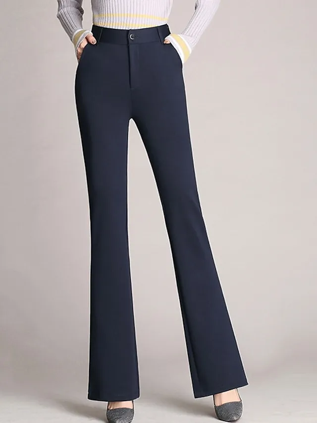 Women‘s Dress Work Pants Bootcut Pants Trousers Mid Waist Basic Daily Black 1# Black S M Summer