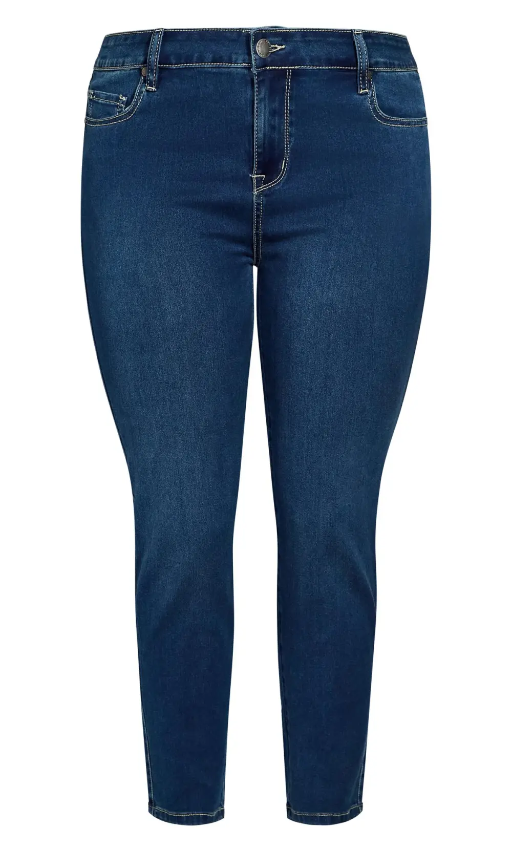 Evans Dark Blue Stitch Detail Skinny Jeans